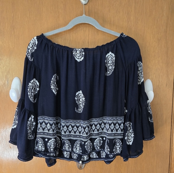 Surf Gypsy Navy Blue Blouse with White Patterns - Picture 4 of 4